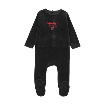 Analogy by Lil Legs Black Velour Vibes Velour Baby Footie