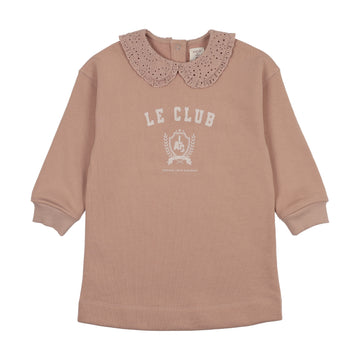 Analogy by Lil Legs Bud Pink Lil People Varsity Crest Sweatshirt Dress