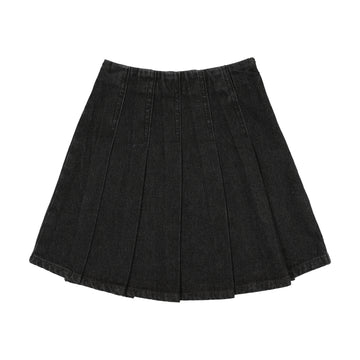 Lil Legs Black Denim Camp Scouts Pleated Denim Skirt