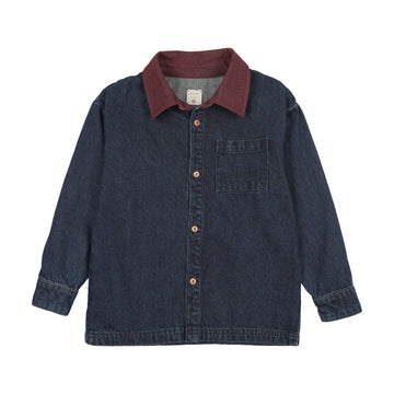 Analogy by Lil Legs Denim/Burgundy Denim Day Boys Shirt