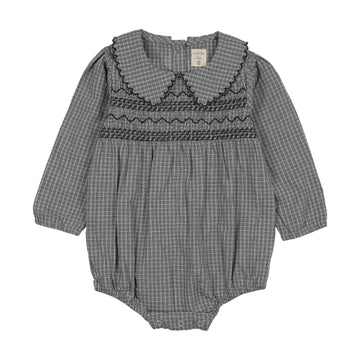 Analogy by Lil Legs Dried Blue Plaid Edition Girls Romper