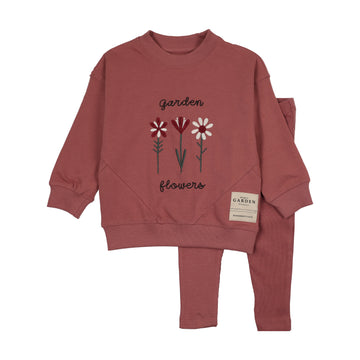 Analogy by Lil Legs Vintage Pink Lil People Flower Sweatshirt Set