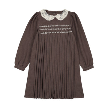 Analogy by Lil Legs Misty Oat Heather Occasion Wear Pleated Dress