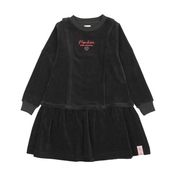 Analogy by Lil Legs Black Velour Vibes Velour Dress