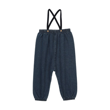 Analogy by Lil Legs Blue Denim Sweet Campaign Knit Strap Bubble Suspender
