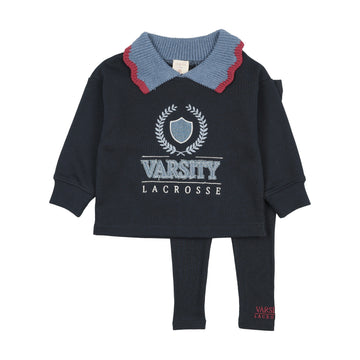 Analogy by Lil Legs Navy Denim Fan Club Girls Sweatshirt Set