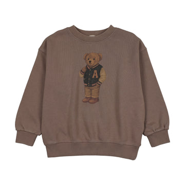 Analogy by Lil Legs Washed Brwn/Prn Lil People Varsity Bear Sweatshirt- Boy