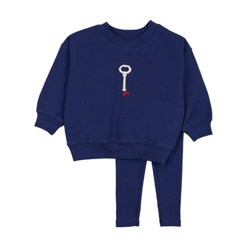 Analogy by Lil Legs Bellwether Blue Limited Capsule Sweatshirt Set -Toddler