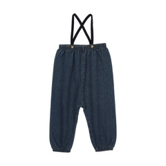 Analogy by Lil Legs Blue Denim Sweet Campaign Knit Strap Bubble Suspender