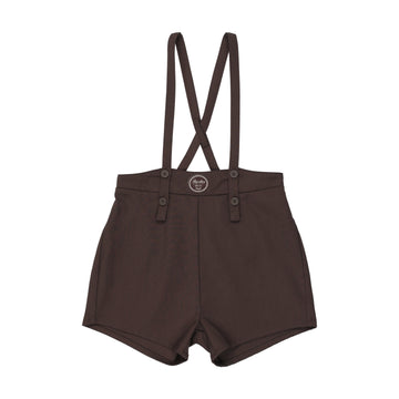 Analogy by Lil Legs Chocolate Brown Plaid Edition Boys Overall Shorts
