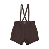 Analogy by Lil Legs Chocolate Brown Plaid Edition Boys Overall Shorts