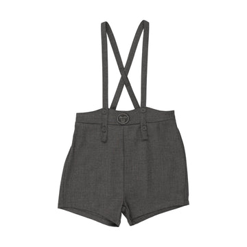 Analogy by Lil Legs Mid Grey Plaid Edition Boys Overall Shorts