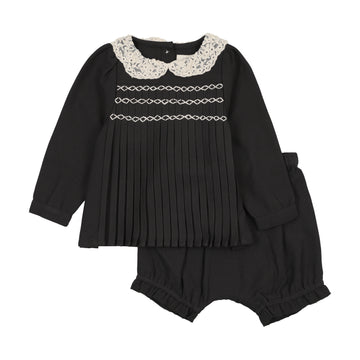 Analogy by Lil Legs Black Occasion Wear Pleated Girls Set