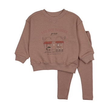 Analogy by Lil Legs Dried Rose Lil People Cafe Girl Sweatshirt Set