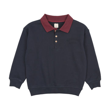Analogy by Lil Legs Navy Denim Day Boys Sweatshirt Polo