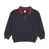 Analogy by Lil Legs Navy Denim Day Boys Sweatshirt Polo
