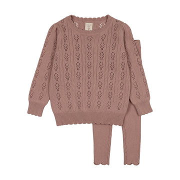 Analogy by Lil Legs Dried Rose Signature Collection Girls Knit Set