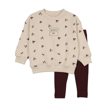 Analogy by Lil Legs Bow Print Lil People Bow Sweatshirt Set