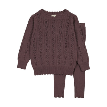 Analogy by Lil Legs Vintage Purple Signature Collection Girls Knit Set