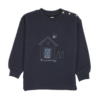 Analogy by Lil Legs Navy Sweet Campaign Boys Embroidered Sweatshirt