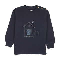 Analogy by Lil Legs Navy Sweet Campaign Boys Embroidered Sweatshirt