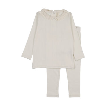 Lilette by Lil Legs Cream/Blue Lilette Crochet Collar 2 Piece Set