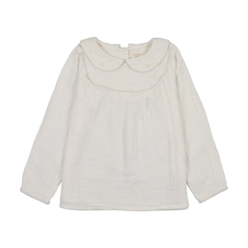 Analogy by Lil Legs Cream/Misty Oat Signature Collection Girls Embroidered Shirt
