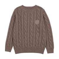 Analogy by Lil Legs Misty Oat Heath Signature Collection Chunky V Neck Sweater
