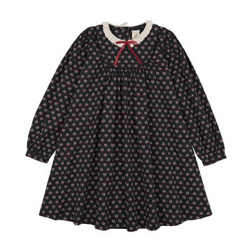 Analogy by Lil Legs Navy Print Home Garden Laced Trimmed Dress