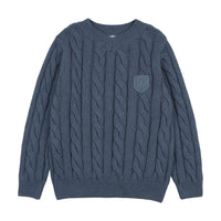 Analogy by Lil Legs Vintage Blue Signature Collection Chunky V Neck Sweater