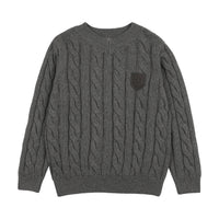 Analogy by Lil Legs Mid Grey Signature Collection Chunky V Neck Sweater