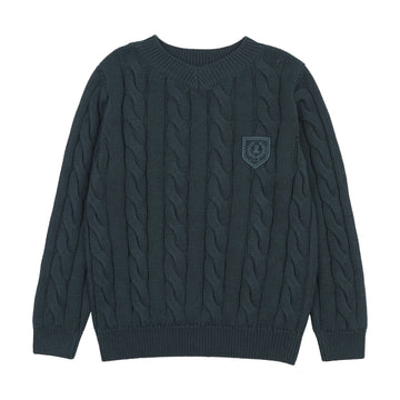 Analogy by Lil Legs Deep Teal Signature Collection Chunky V Neck Sweater