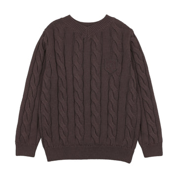 Analogy by Lil Legs Chocolate Brown Signature Collection Chunky V Neck Sweater