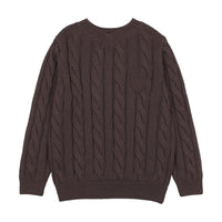 Analogy by Lil Legs Chocolate Brown Signature Collection Chunky V Neck Sweater