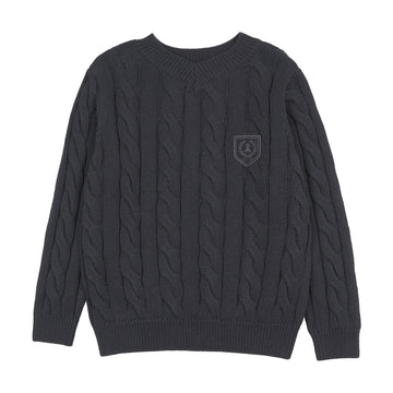 Analogy by Lil Legs Navy Signature Collection Chunky V Neck Sweater