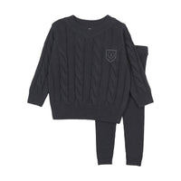 Analogy by Lil Legs Navy Signature Collection Chunky Cable Knit Toddler Set