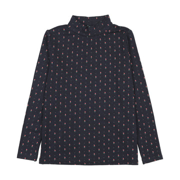 Analogy by Lil Legs Navy Print Sweet Campaign Printed Mockneck