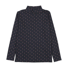 Analogy by Lil Legs Navy Print Sweet Campaign Printed Mockneck