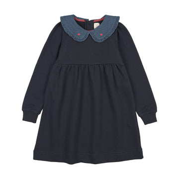 Analogy by Lil Legs Navy Sweet Campaign Denim Collar Sweatshirt Dress