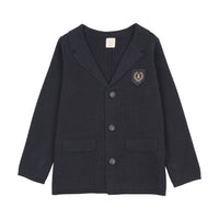 Analogy by Lil Legs Navy Signature Collection Crest Knit Blazer