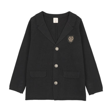 Analogy by Lil Legs Black Signature Collection Crest Knit Blazer
