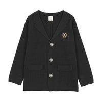 Analogy by Lil Legs Black Signature Collection Crest Knit Blazer