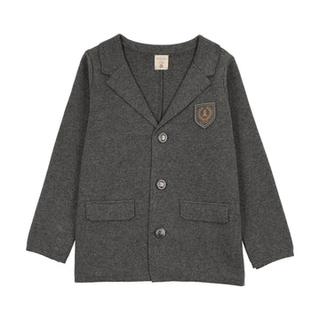 Analogy by Lil Legs Mid Grey Signature Collection Crest Knit Blazer