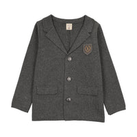 Analogy by Lil Legs Mid Grey Signature Collection Crest Knit Blazer