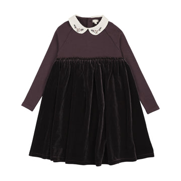 Lil Legs Eggplant Maxi Loungewear Embroidered Collar Maxi-Short Length