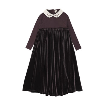 Lil Legs Eggplant Maxi Loungewear Embroidered Collar Maxi