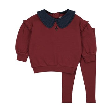 Analogy by Lil Legs Vintage Red Sweet Campaign Toddler Ruffle Sweatshirt Set