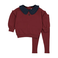 Analogy by Lil Legs Vintage Red Sweet Campaign Toddler Ruffle Sweatshirt Set