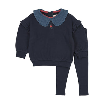 Analogy by Lil Legs Navy Sweet Campaign Toddler Ruffle Sweatshirt Set