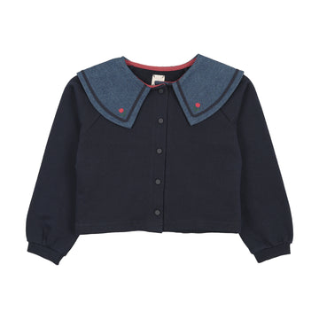 Analogy by Lil Legs Navy Sweet Campaign Sailor Collar Cardigan